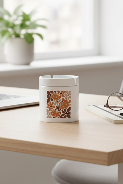 giftkonsept Boho Floral Fall Pumpkin Printed Ceramic Lidless Ashtray Without Odor