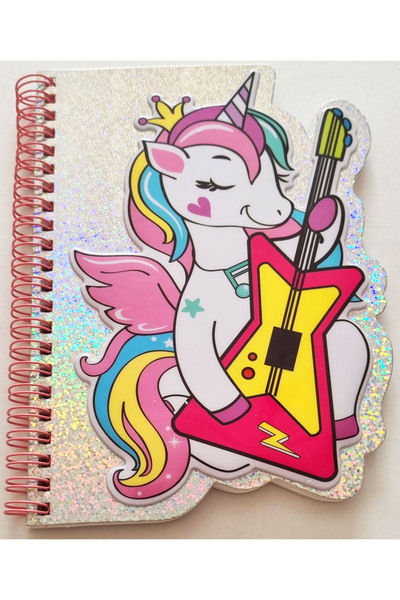 Modellino Caiet cu linii A5 cu 60 de coli, în formă de spirală, cu capac cu autocolante în relief și pagini cu filigran