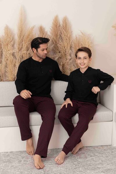 Tarık Men's Plaid and Checkered Long Sleeve Seasonal Pajama Set Father-Son Combination Should Be Added to the Cart Individually.