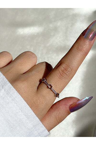 Eylülün Takısı Women's Silver Color Stone Tiny Heart Ring