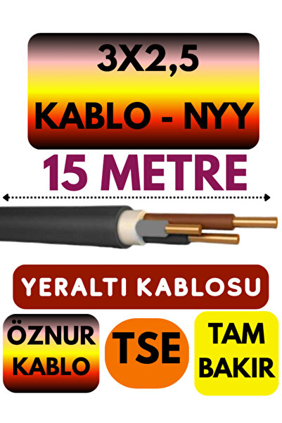 Avarson Öznur 3X2,5 NYY (Yeraltı Kablosu) Metre Seçenekli 15 METRE