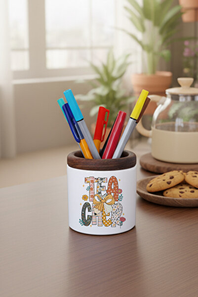 giftkonsept Organizator de birou pentru stilou din ceramică cu model de flori...