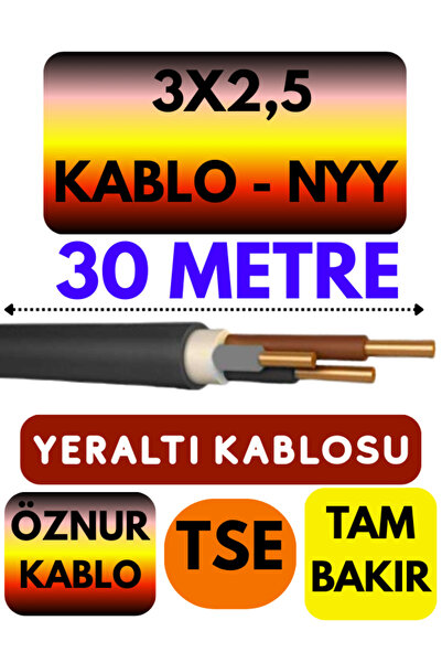 Avarson Öznur 3X2,5 NYY (Yeraltı Kablosu) Metre Seçenekli 30 METRE