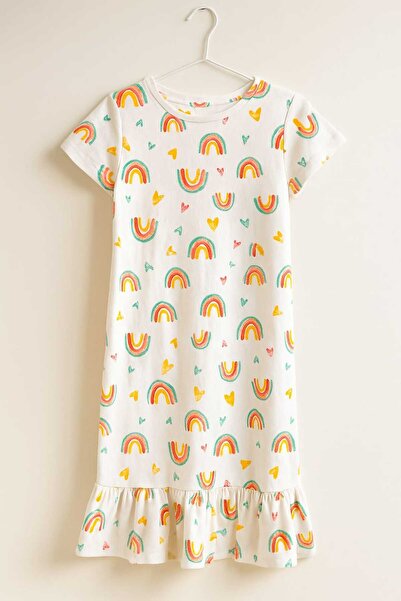 Çiğdemin Koleksiyonu Gökkuşağı Desenli Kız Çocuk Elbisesi