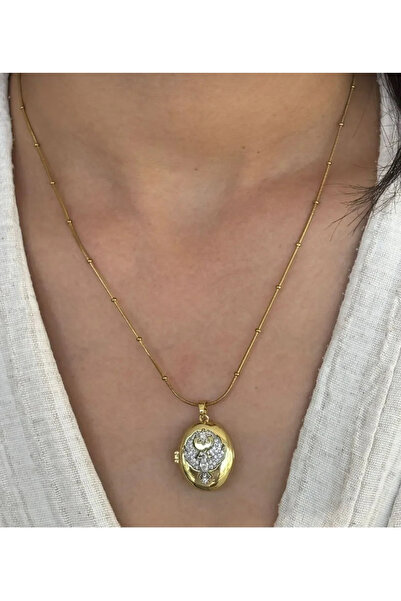 stainles steel قلادة أليا كوليسي بتفاصيل سلسلة دوريكا وحجر أبيض مع تفاصيل طائ...