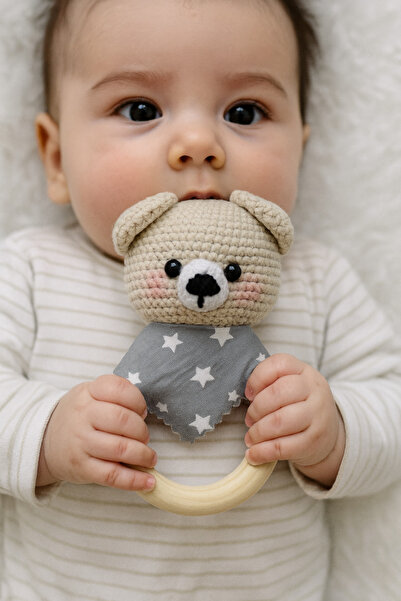 HANDEMEK AMİGURUMİ AYICIK ÇINGIRAK DİŞ KAŞIYICI