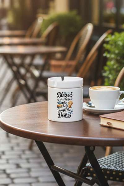giftkonsept Blessed Are Those Who Printed Ceramic Lid Unscented Ashtray