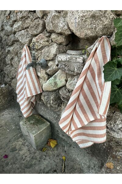 The Byzia حفاضات مطبخ مخططة من القطن والكتان (2 قطعة)