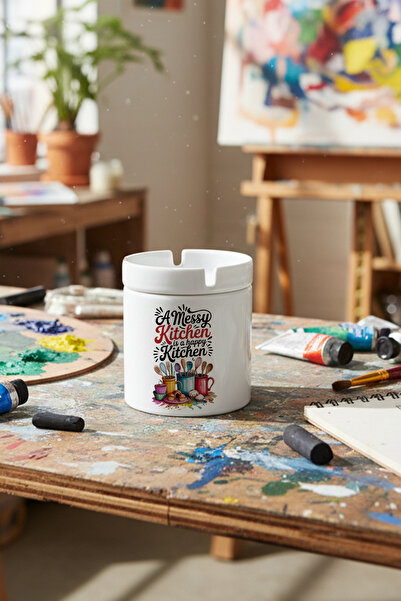 giftkonsept Coș de gunoi din ceramică imprimat cu motiv de bucătărie încăosă,...