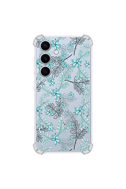 PrintiFy Samsung Galaxy S25 ile Uyumlu Floral Su Yeşili Tasarımlı Antişok Kılıf