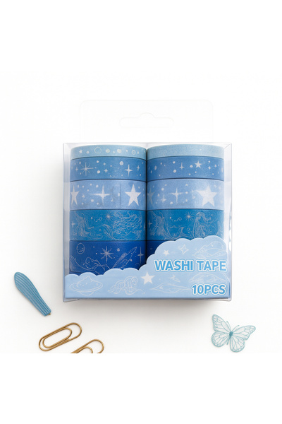 repro design مجموعة شريط واشي المزخرف – 10 قطع |   M5 أزرق