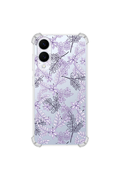 PrintiFy حافظة مضادة للصدمات بتصميم زهري أرجواني متوافقة مع هاتف سامسونج جالا...