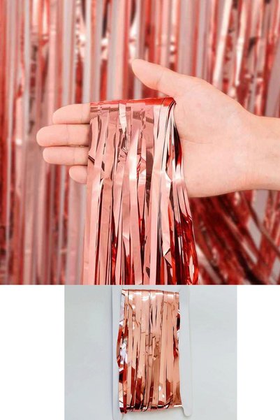 Atölye Mi Rose Gold Fon Perde Arka Fon Duvar Perdesi Kapı Perdesi Rose