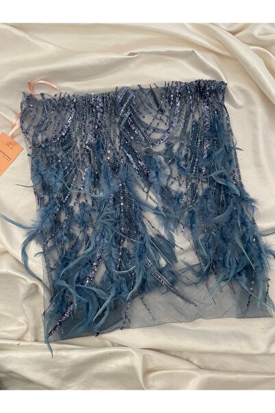 Nurcanilirboutique Otriş tüy detaylı boncuk işlemeli pareo&Sahne eteği