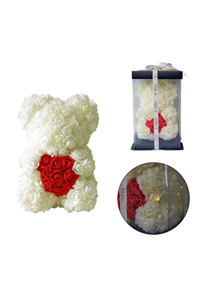 velve Λουλουδάτο αρκουδάκι 25 εκ., με φωτεινά LED, φτιαγμένο από κρεμ αφρώδη ...