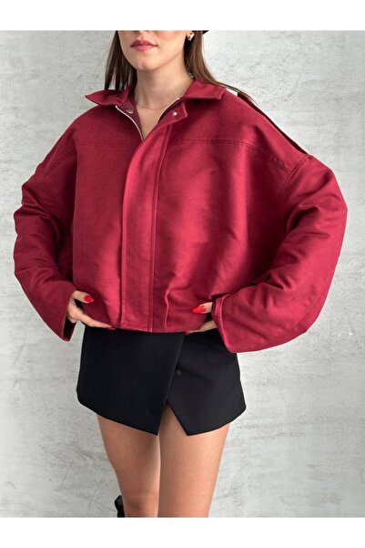 asyadabutik Viral Suede Bomber Oversize Jacket with Inner Lining