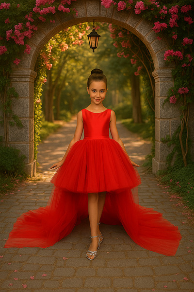 LILYMOON Kız Çocuk Prenses Abiye Tül Kuyruklu Elbise