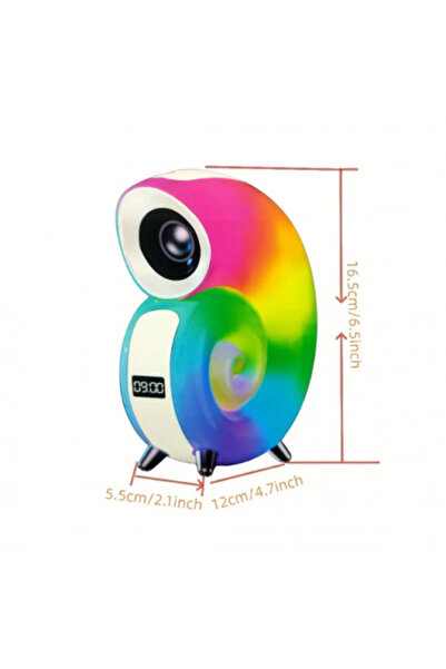 Poro Online Portable Speaker with Clock N 63, Snail Shape, Lamp, Multicolor, Battery Powered, Bluetooth, SD, Typ