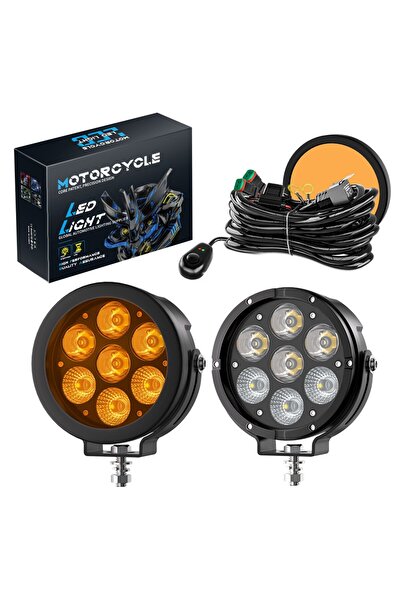 DEKOHOP Motosiklet Profesyonel Led Sis Farı Kiti Renk Kapaklı 100w Modlu Beya...