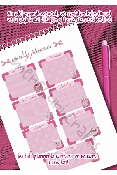 merccuri crafts A5 Spiral Aesthetic Weekly Planner 50 Sheets - Coquette - Planner, Journal, Notepad, Notebook