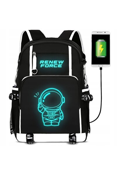 KESNUP Rucsac cu imprimeu de astronaut, 44 x 30 x 14 cm, negru