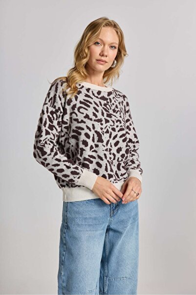 Ulino Leopard Patterned Embroidered Sweater