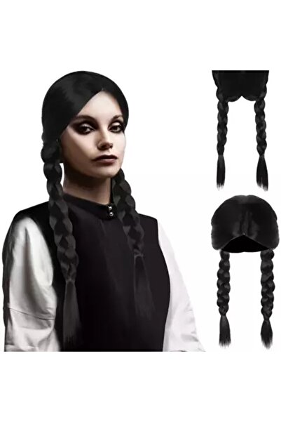 KESNUP Perucă împletită cu coadă de cal, model Wednesday, 55 cm