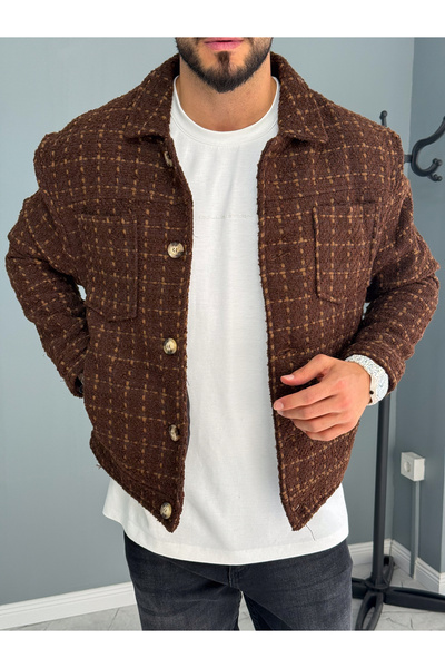 YUWEAR Kahverengi Retro Kaşmir Ceket