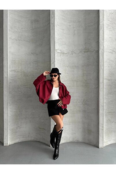 asyadabutik Viral Suede Bomber Oversize Jacket with Inner Lining