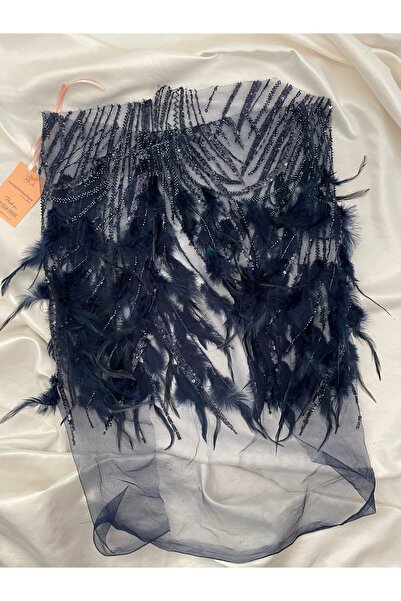 Nurcanilirboutique Otriş tüy detaylı boncuk işlemeli pareo&Sahne eteği