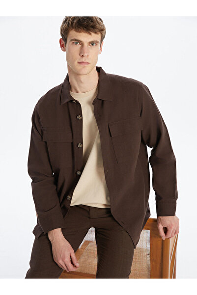 LC Waikiki Nevavm Comfortable Fit Long Sleeve Men's Shirt Jacket with Difference