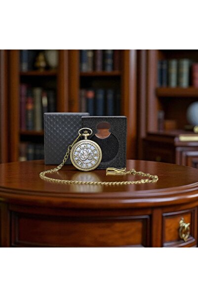 hediyesahibi Kişiye Özel Kutulu Analog Motifli Antika Görünümlü Quartz Köstek...
