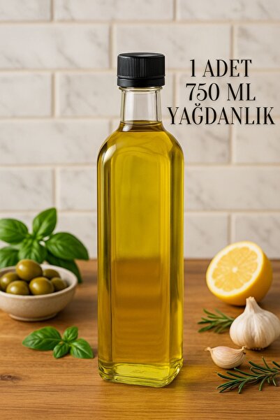 Rotanev 750 ml Kilitli Kapaklı Yağ ve Sirke Şişesi Yağlık Zeytinyağ Sıvıyağ Ş...
