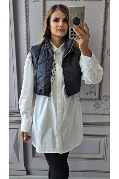 GLAMSI Short fleece vest with zip closure