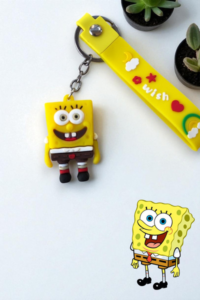 Lynare سلسلة مفاتيح وزينة حقيبة سبونج بوب ثلاثية الأبعاد من السيليكون، قطعة و...
