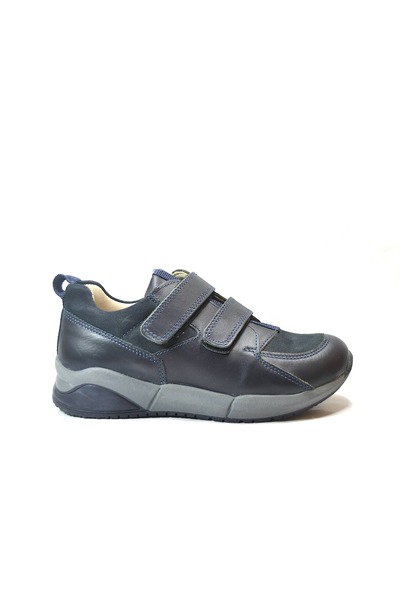 Onlo Ayakkabı 801-2 Genuine Leather Navy Blue Orthopedic Velcro Boys' Sports Shoes