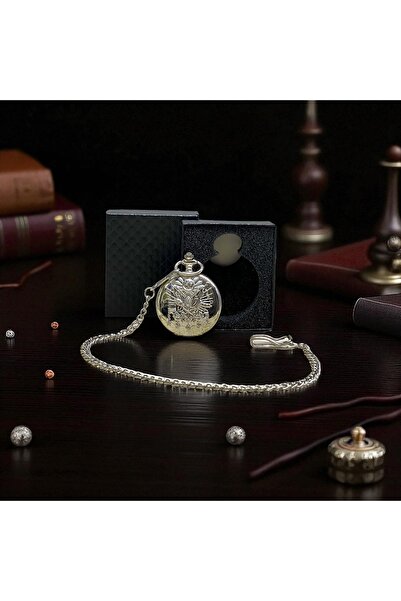 keyfim shop Kişiye Özel Kutulu Osmanlı Devlet Arması Gümüş Köstekli Saat
