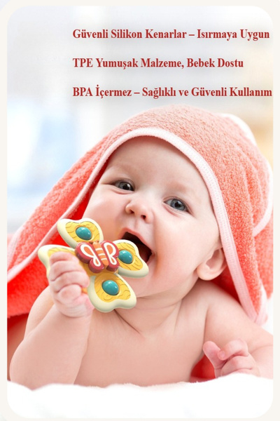 BBSKY Bebek Oyuncak 3’lü Hayvan Şekilli Vakumlu Döner Su ve Banyo Oyuncağı ABS Silikon Gelişim Oyuncağı