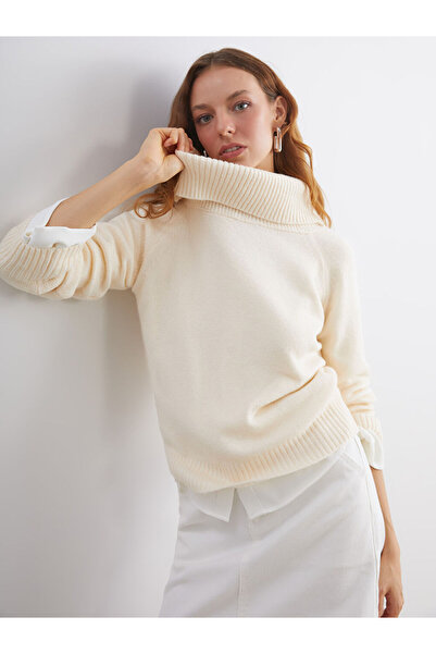 LC Waikiki Rmz Gi̇yi̇m Farkiyla Wide Roba Collar Women's Knitwear Sweater