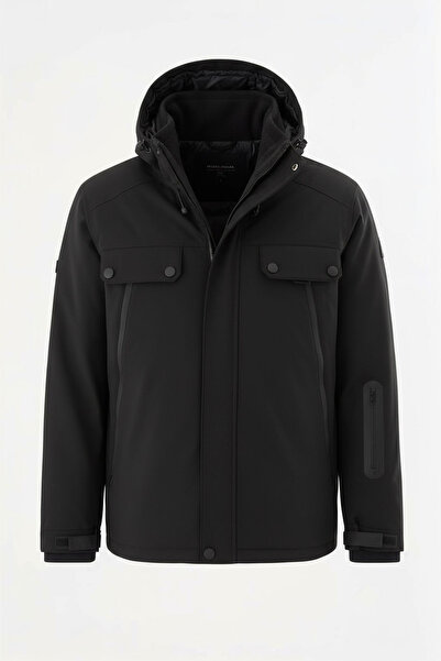 SİVAİST Мъжко черно водоустойчиво палто с качулка за външни условия – ветроустойчиво, леко и издръжливо