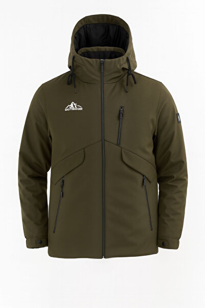 SİVAİST Men's Green Outdoor Water-Repellent Hooded Jacket – Windproof, Lightweight, and Durable