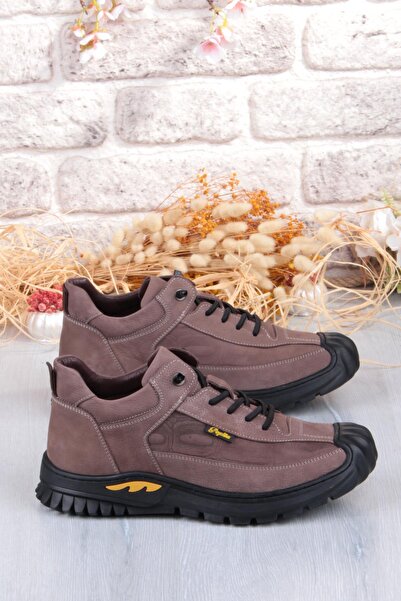 Pepita 1040 Comfortable Rubber Laced Rubber Sole Nubuck Genuine Leather Men's Shoes