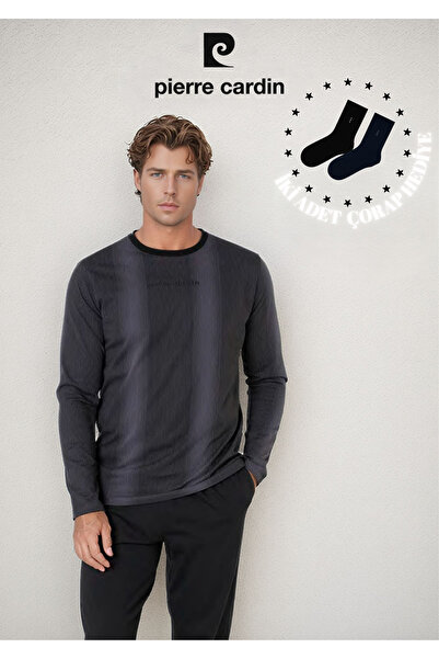 Pierre Cardin Erkek %100 Pamuk Çizgi Detaylı Uzun Kol Pijama Takımı OL.PC.6105.001