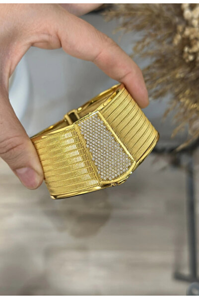 takinintonlari 22 Ayar Geniş Taşlı Trabzon Hasırı Kelepçe