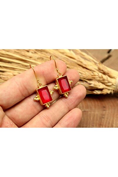 alpsilverart 925 Ayar Gümüş Doğal Yakut Taşlı Küpe | El Yapımı Gösterişli Kadın Takı