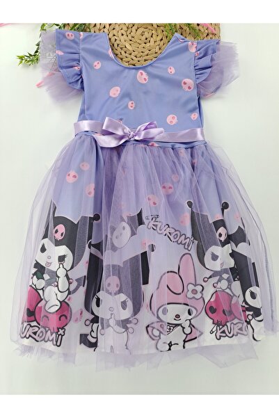 Butik Kız Çocuk Kuromi Tüllü Tütülü Elbise