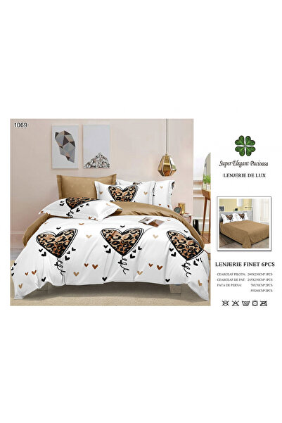 FIONNA.RO Lenjerii De Pat Din Finet 6 Piese - Inimioare Desenate