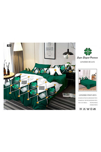 FIONNA.RO Finet Bed Linen 6 Pieces - Lucky Clover Green