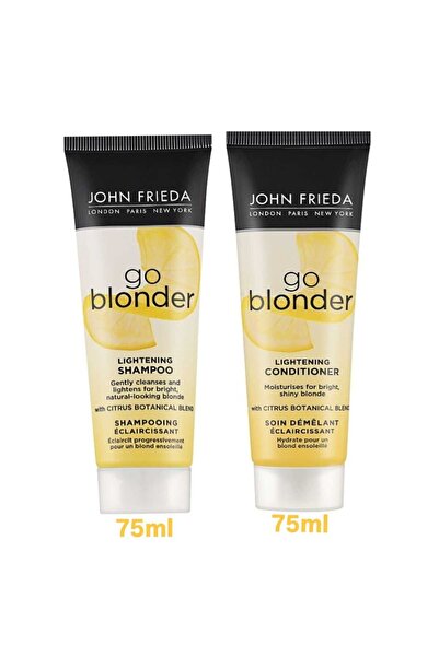 jhon frieda Go Blonder Sarı Saçlara Özel Işıltı Veren Şampuan 75ml+Saç Kremi 75ml Seyahat boy