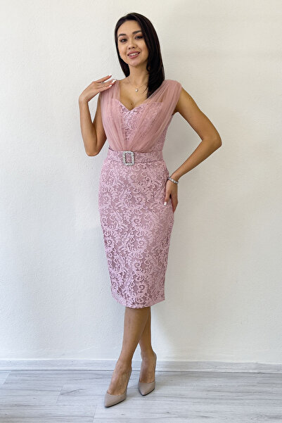 zks grup tekstil Rochie de seară cu curea în formă de creion, cu detaliu din ...